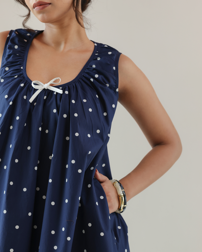 Emily Dress - Blue Polka