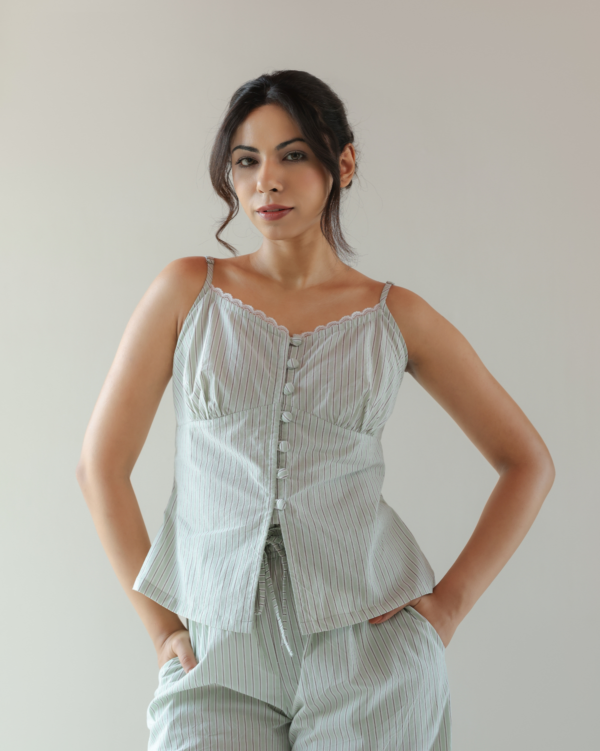 Amy Top - Green Stripe