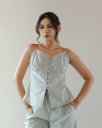 Amy Top - Green Stripe