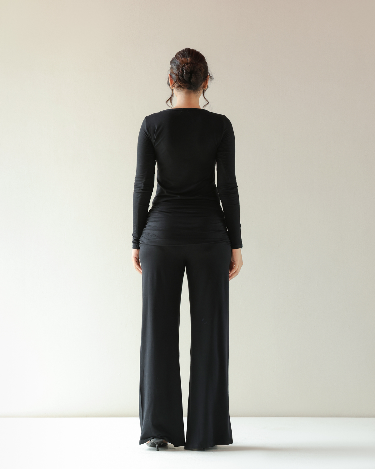 Ruche Knit Pyjama - Black