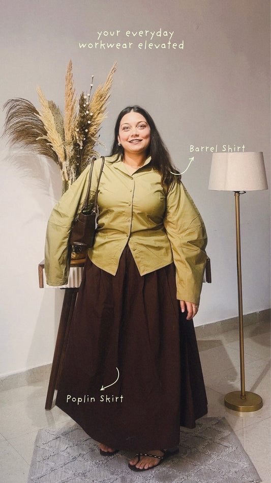 The Fitted Barrel Shirt with a Tie-Back Detail - Olive Green