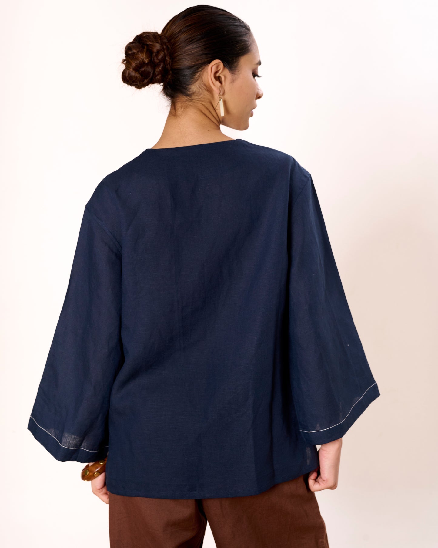 Navy Wrap Linen Shirt