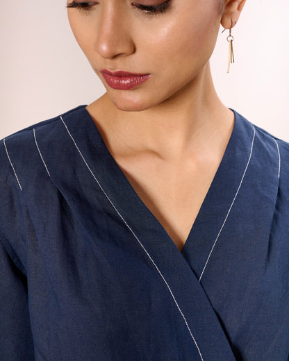 Navy Wrap Linen Shirt