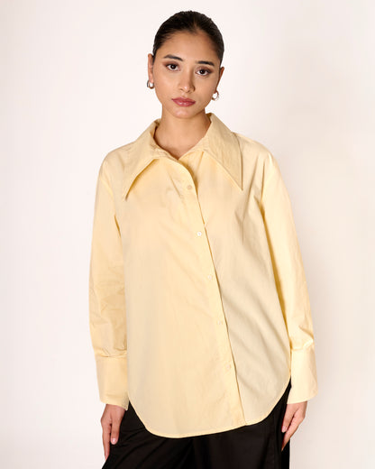 Butter Yellow Dual Wear Oversized Poplin Shirt