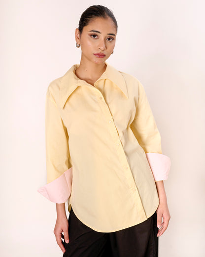 Butter Yellow Dual Wear Oversized Poplin Shirt