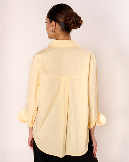Butter Yellow Dual Wear Oversized Poplin Shirt