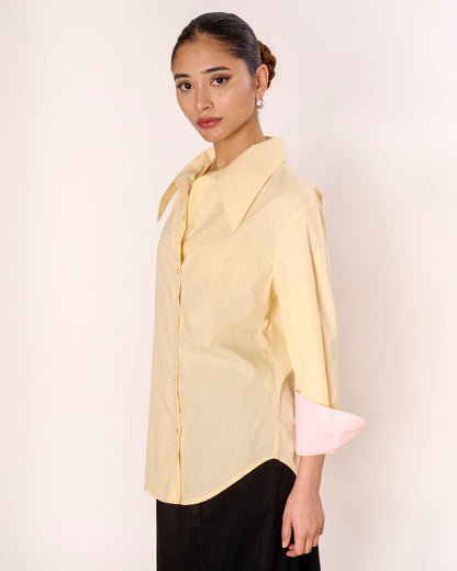 Butter Yellow Dual Wear Oversized Poplin Shirt