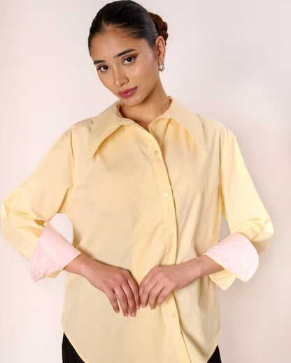 Butter Yellow Dual Wear Oversized Poplin Shirt