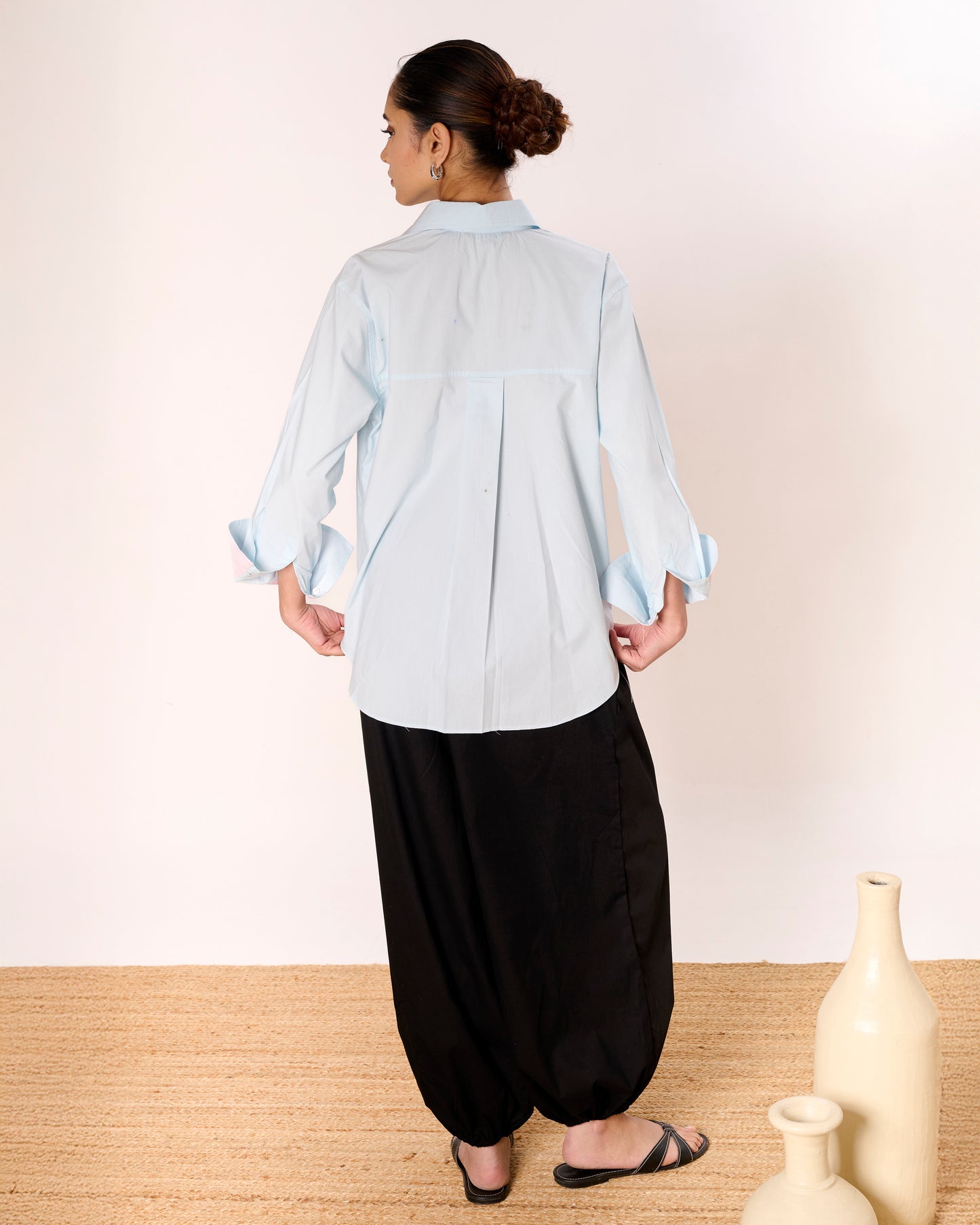 Powder Blue Dual Wear Oversized Poplin Shirt