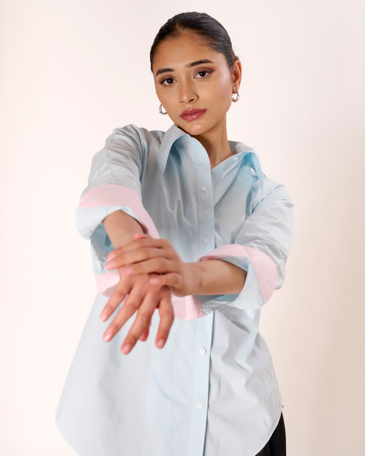 Powder Blue Dual Wear Oversized Poplin Shirt