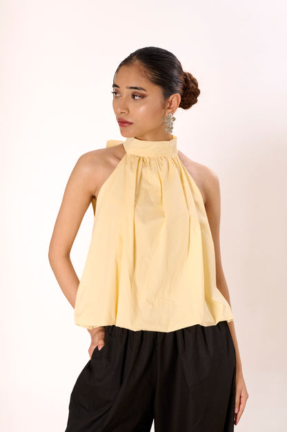 Butter Yellow Bow Balloon Top