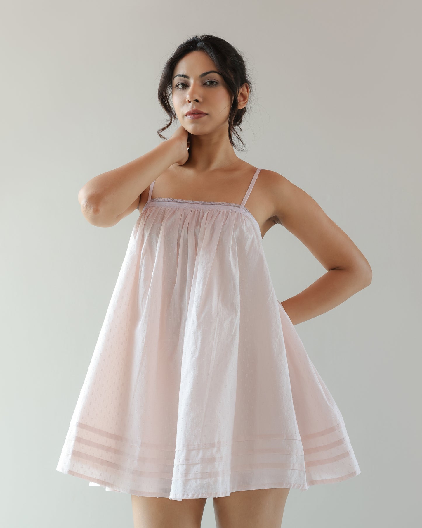 The Elle Dress - Pink Dobby