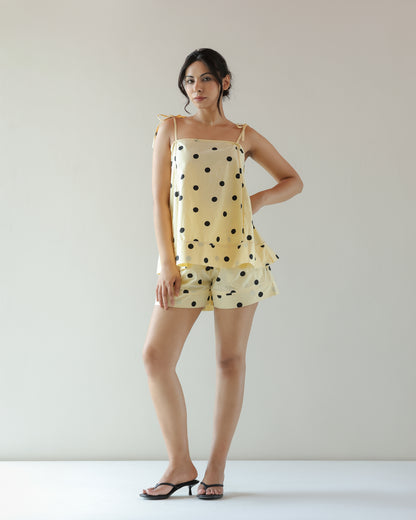 Thea Top in yellow polka dot print - view 4