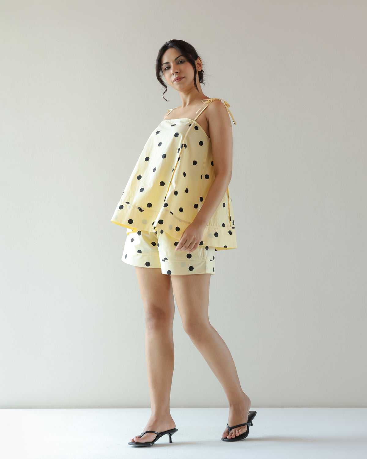 Thea Top in yellow polka dot print - view 3