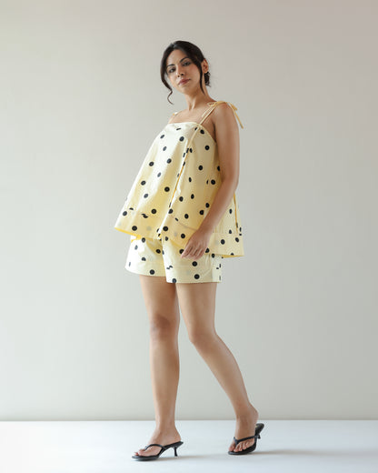 Thea Top in yellow polka dot print - view 3