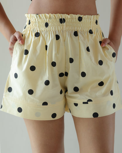 Lounge Shorts - Yellow Polka