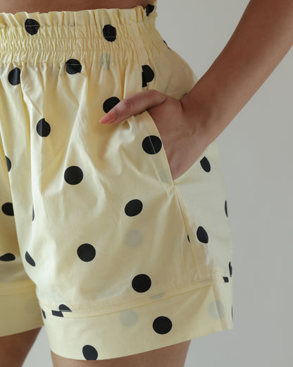 Lounge Shorts - Yellow Polka