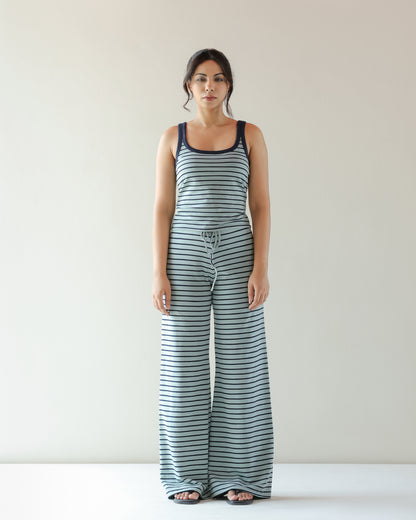 Sail Tank Top - Aqua and Navy Pinstripe