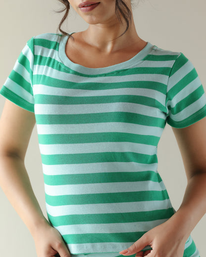 Cove Tee - Green Stripe