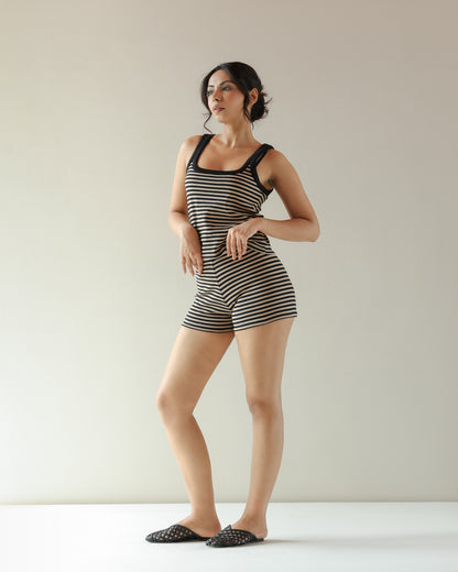 Sail Tank Top - Beige and Black Stripe