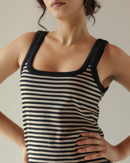 Sail Tank Top - Beige and Black Stripe