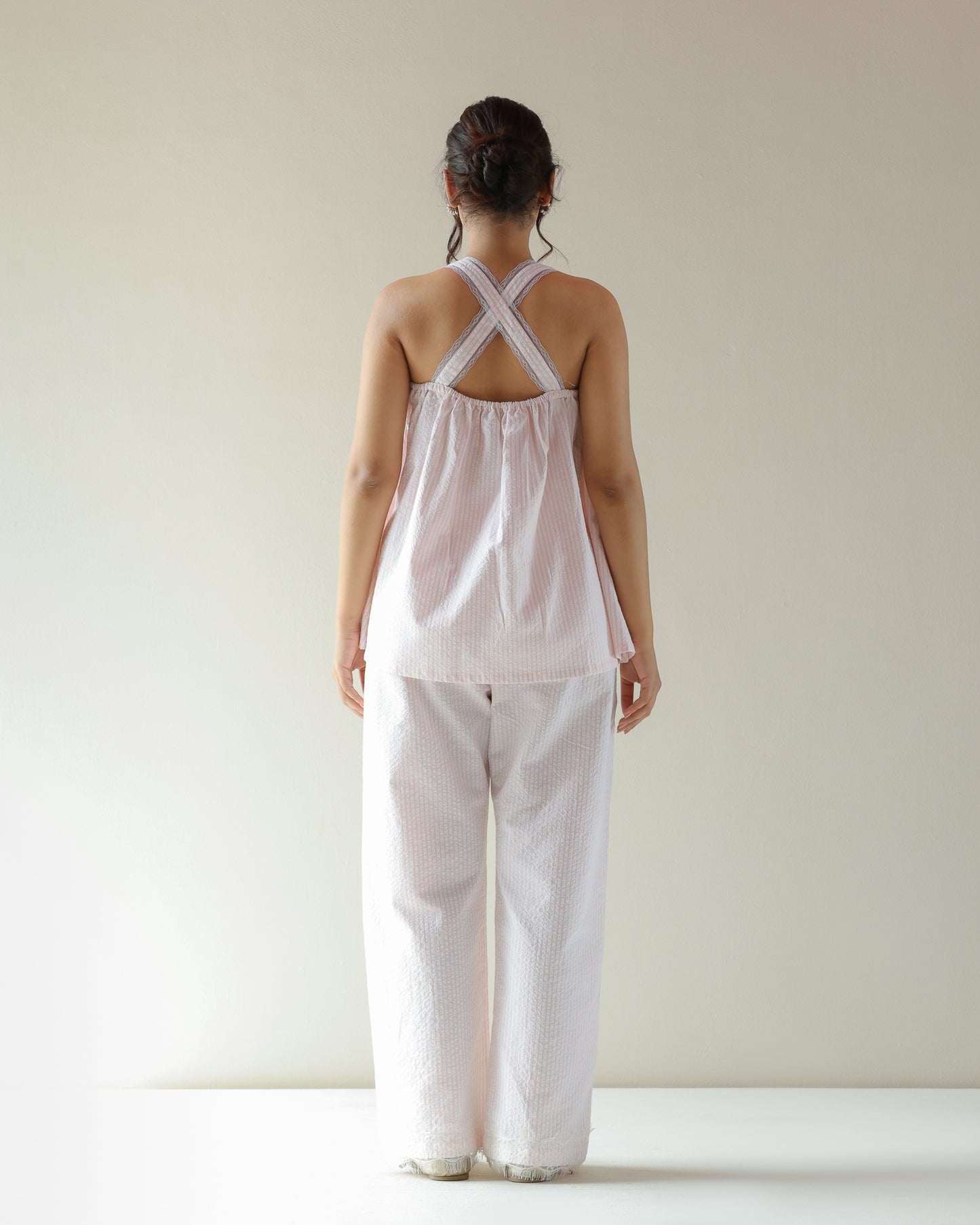 Kai Top - Pink Seersucker Stripe