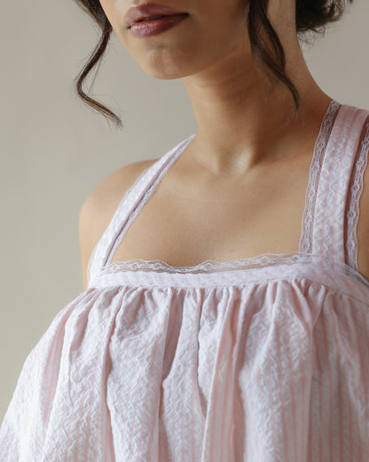 Kai Top - Pink Seersucker Stripe