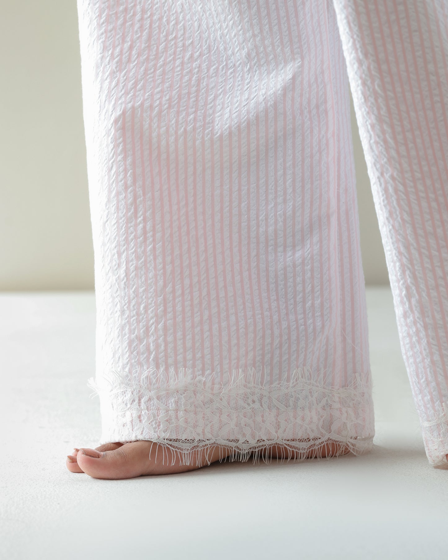Lounge Pyjama - Pink Stripe Seersucker