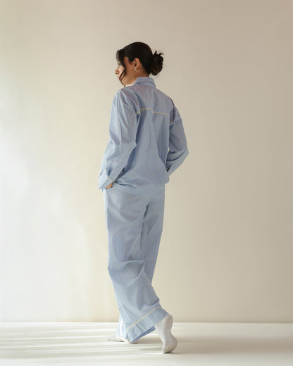 Sage Shirt - Light Blue Stripe