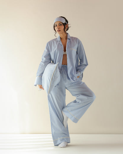 Sage Shirt - Light Blue Stripe