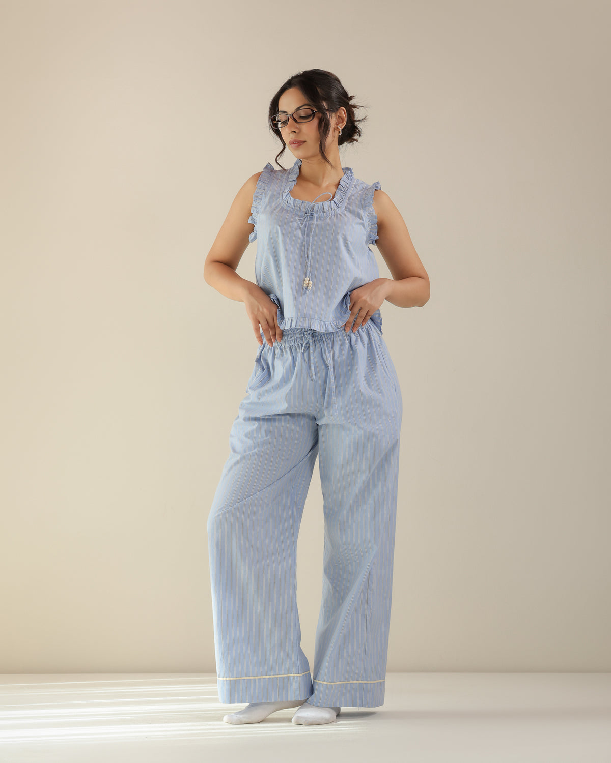 Iris Top - Light Blue Stripe