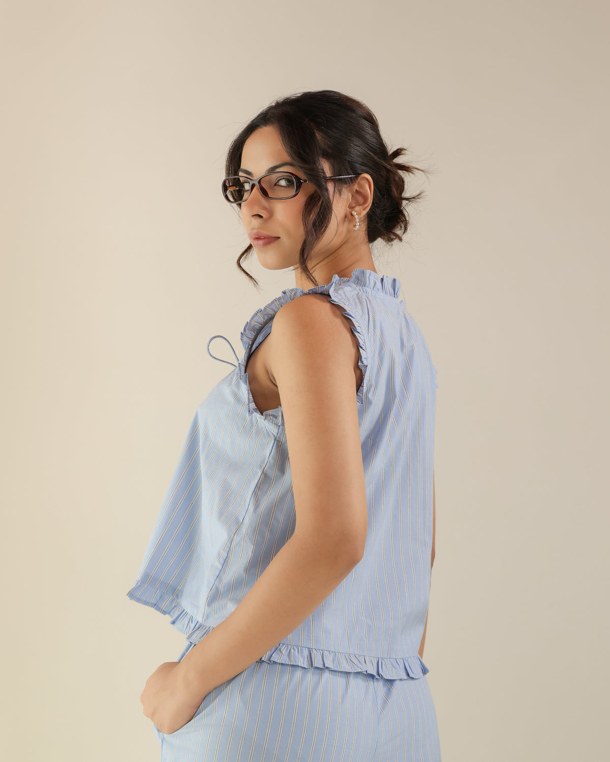 Iris Top - Light Blue Stripe