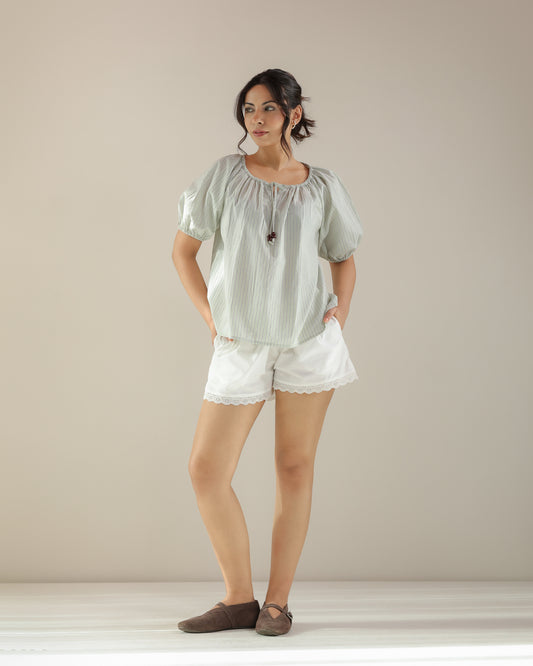 Reverie Top - Green Stripe