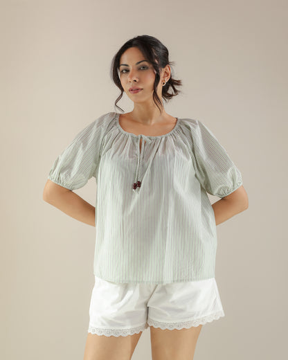 Reverie Top - Green Stripe