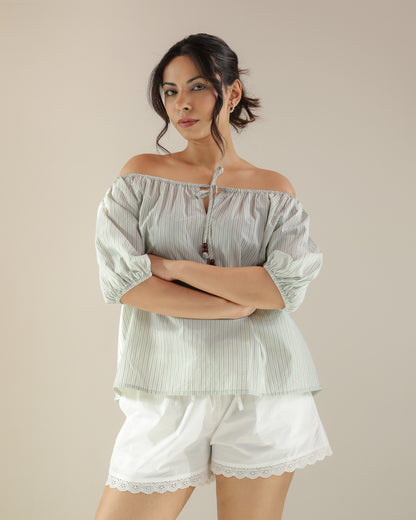 Reverie Top - Green Stripe