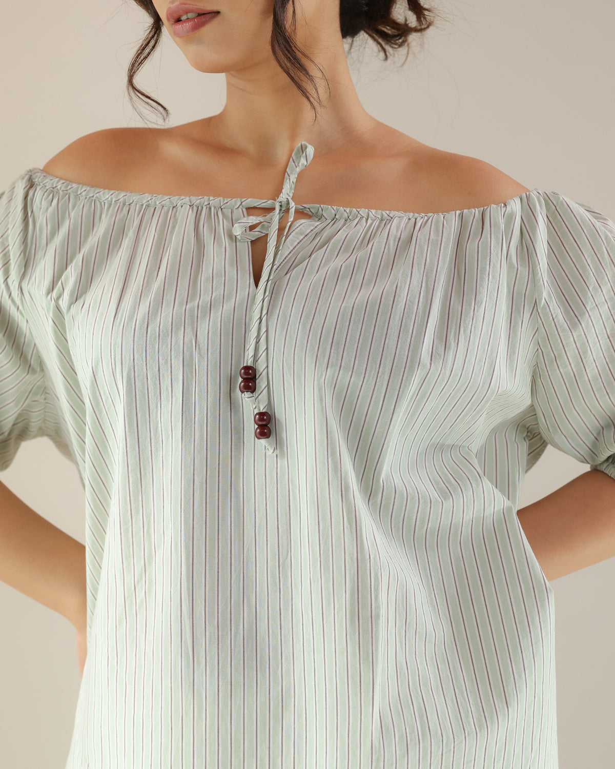 Reverie Top - Green Stripe
