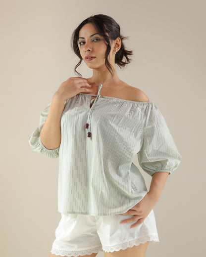Reverie Top - Green Stripe