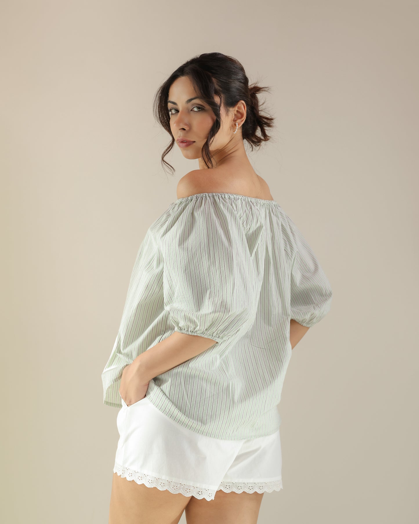 Reverie Top - Green Stripe