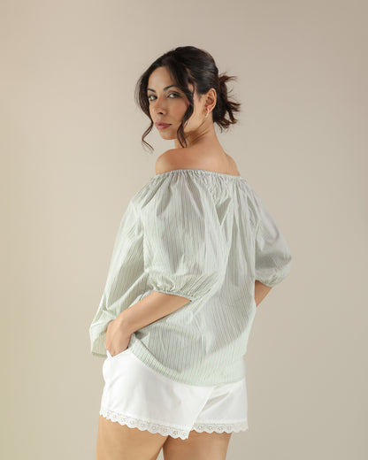 Reverie Top - Green Stripe