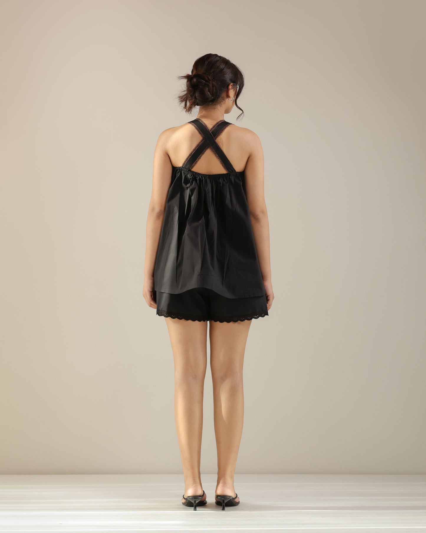 Kai Top - Black Poplin
