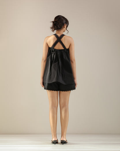 Kai Top - Black Poplin