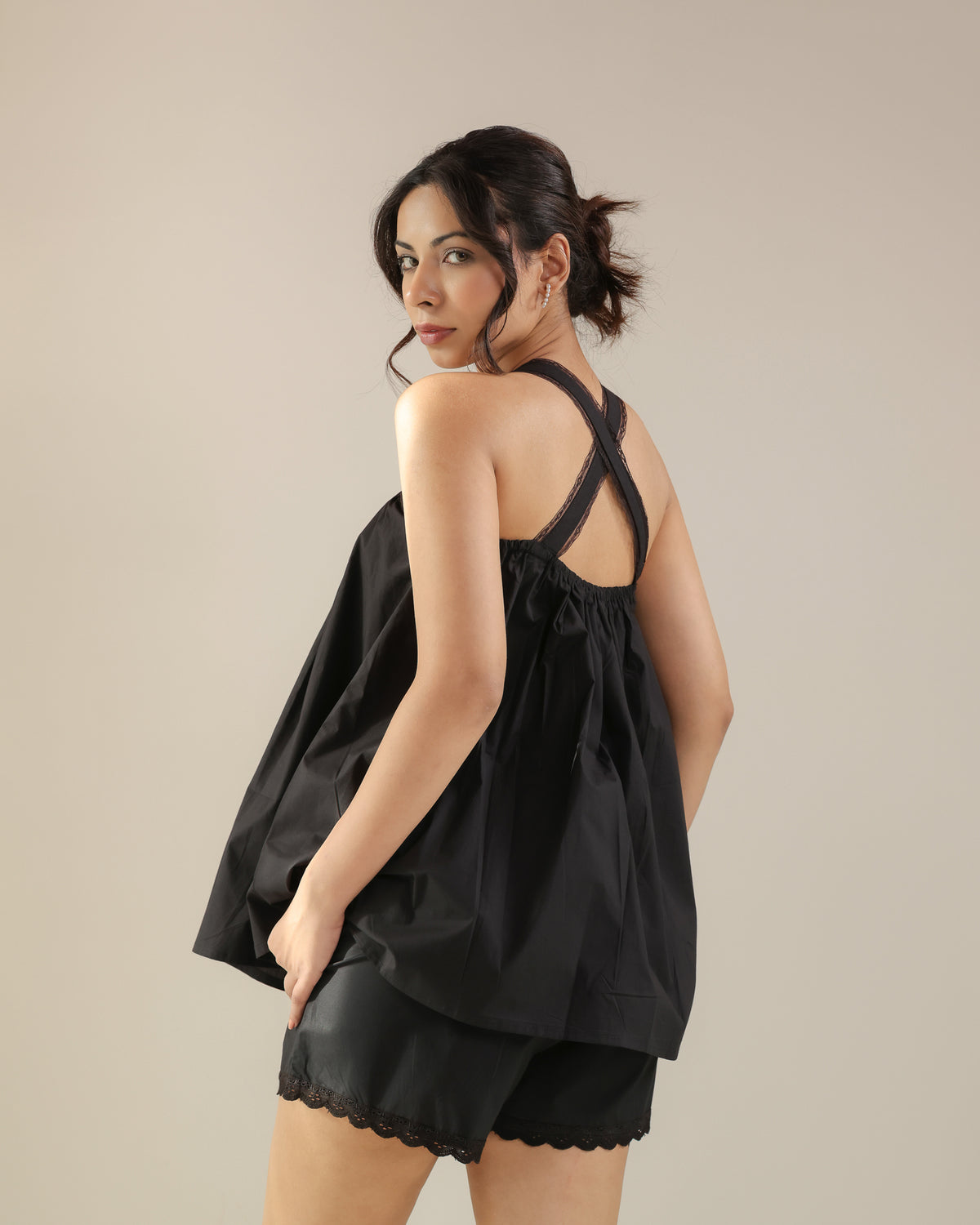 Kai Top - Black Poplin