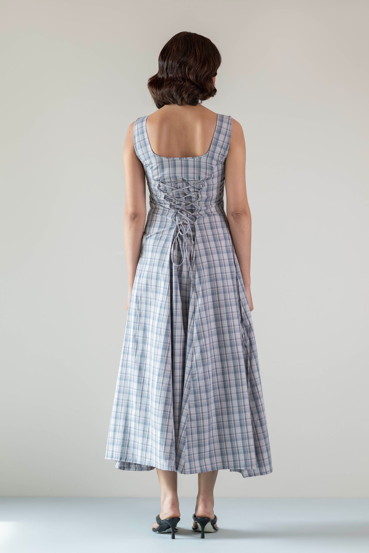 The Dusk Dress- Pink Grey Check