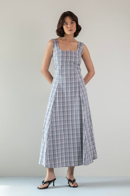 The Dusk Dress- Pink Grey Check