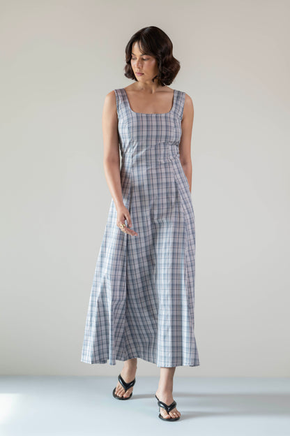 The Dusk Dress- Pink Grey Check