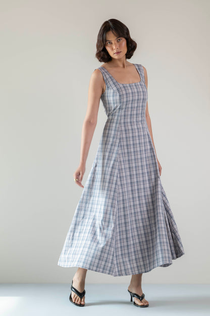 The Dusk Dress- Pink Grey Check