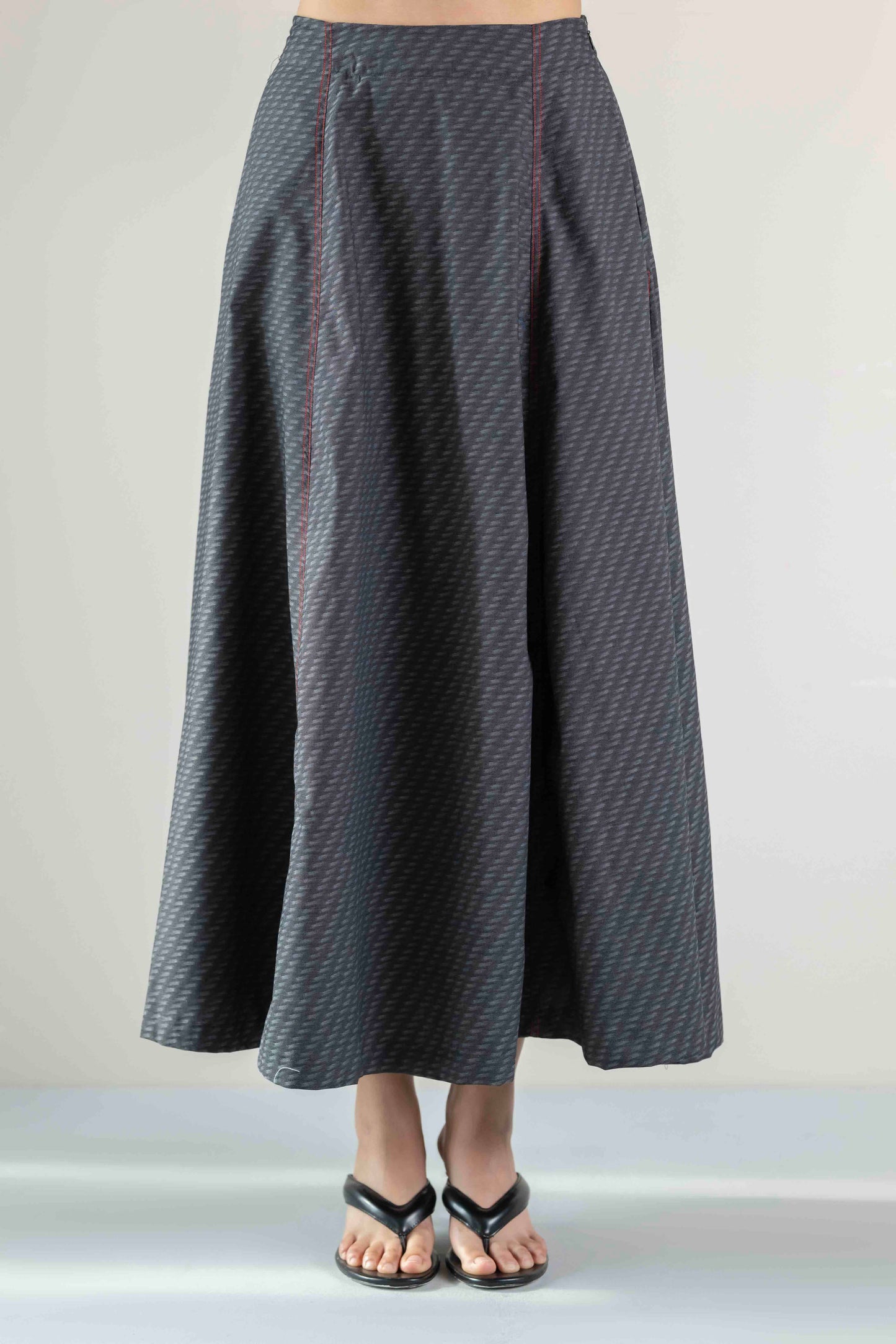 Denim Panel Skirt- Black