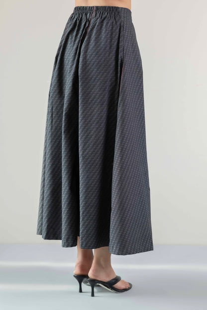 Denim Panel Skirt- Black