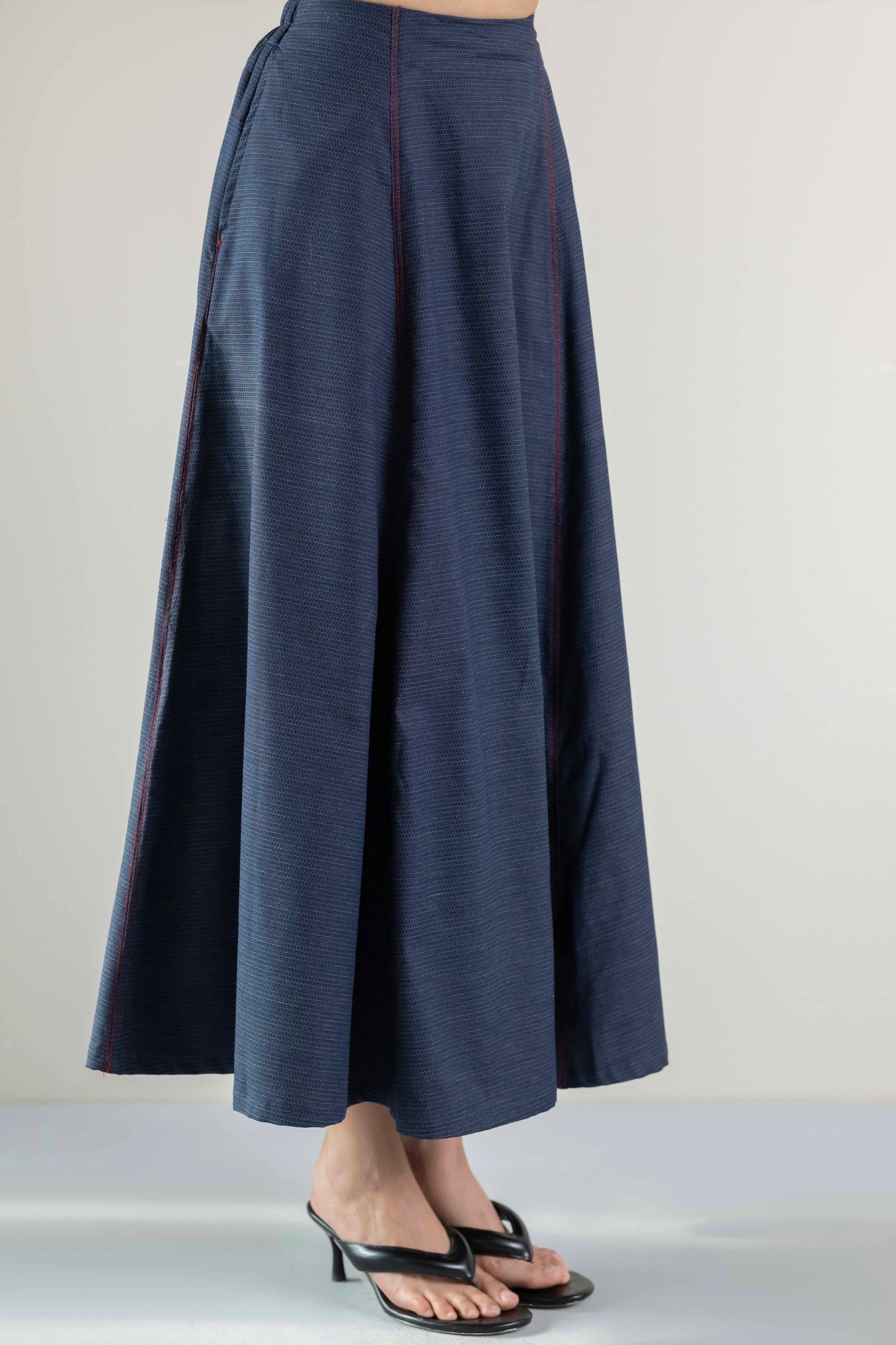 Denim Panel Skirt- Blue