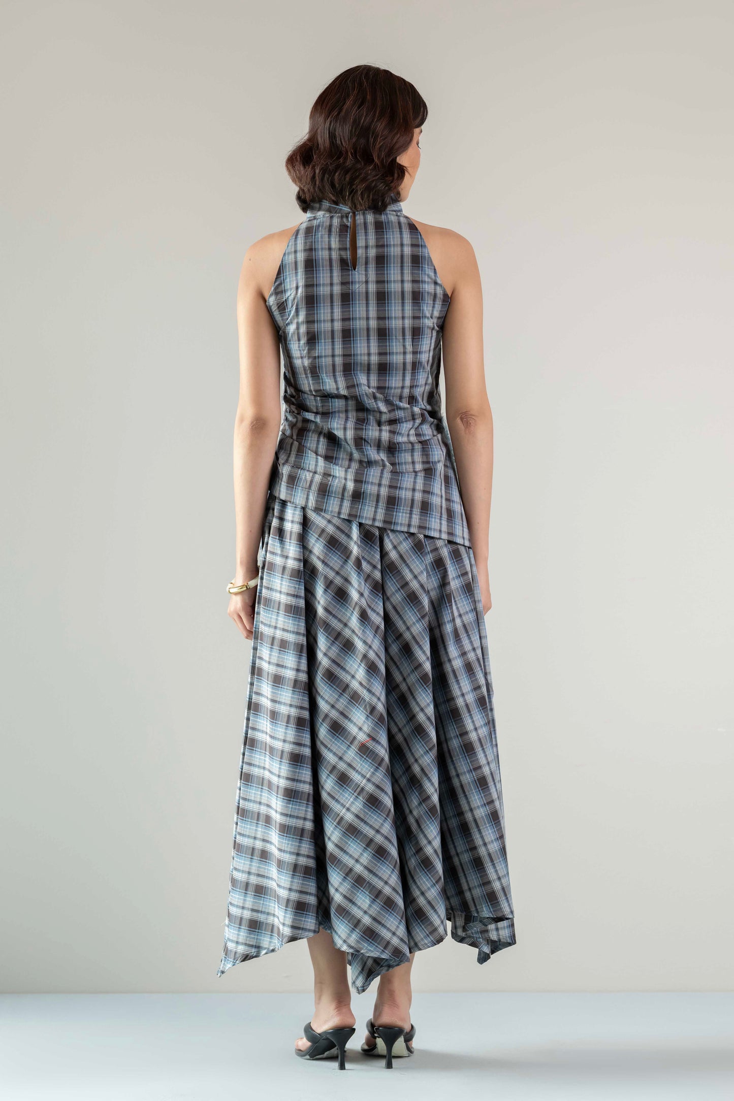 The Handkerchief Skirt- Blue Brown Plaid